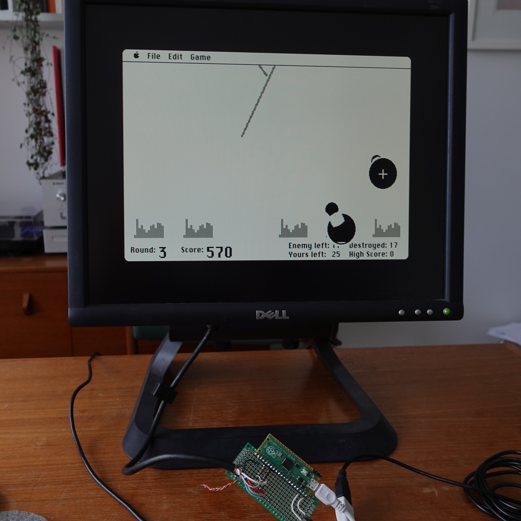 Playing Missile Command on the Pico MicroMac