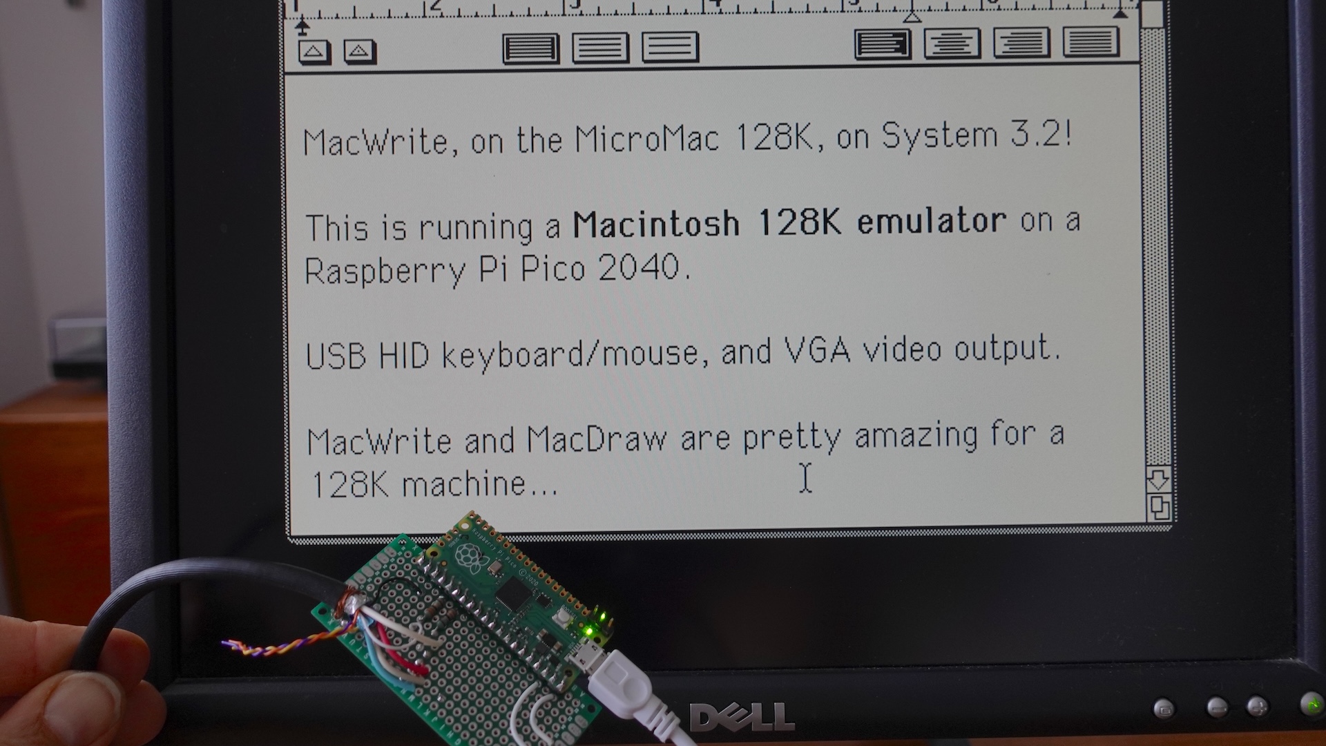 Using MacWrite on the Pico MicroMac